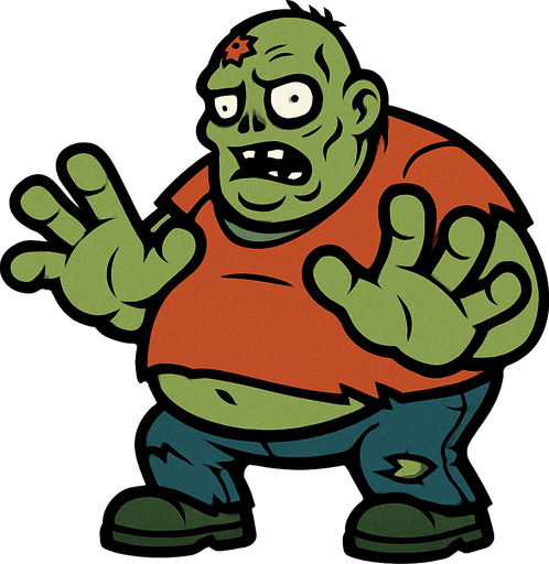 2D. Fat zombie. His hands are too big..
In-Game asset.  2d.  High contrast.  No shadows