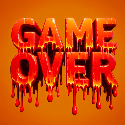Game Over. Red game letters, dripping.
Single Game Texture. In-Game asset. 2d. Blank background. High contrast. No shadows.
