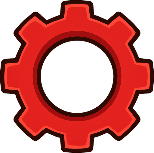 red gear top view tranparent.
In-Game asset.  2d.  High contrast.  No shadows