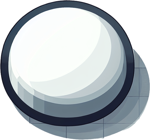 A round white button for an interface element..
Single Game Texture. In-Game asset. 2d. Blank background. High contrast. No shadows.