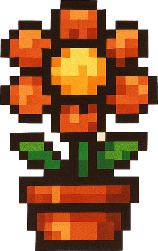 Maceta con una flor, pixel art metal slug.
In-Game asset.  2d.  High contrast.  No shadows