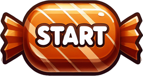 caramella con scritta start.
Single Game Texture. In-Game asset. 2d. Blank background. High contrast. No shadows.