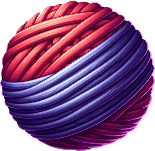 Una bola de lana.
Single Game Texture.  In-Game asset.  2d.  Blank background.  High contrast.  No shadows