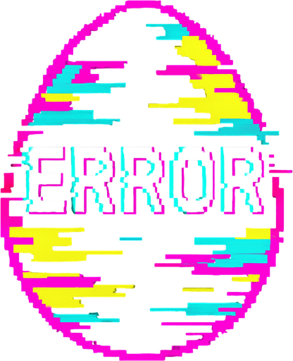 A glitched, Error egg.
In-Game asset.  2d.  High contrast.  No shadows