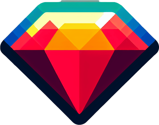 Simple flat icon, 200x200pixels, one bright color diamond with border. No shadows, top down view, transparent background.
Single Game Texture. In-Game asset. 2d. Blank background. High contrast. No shadows.