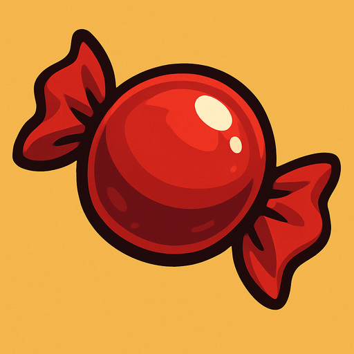 Kırmızı şeker.
In-Game asset.  2d.  High contrast.  No shadows