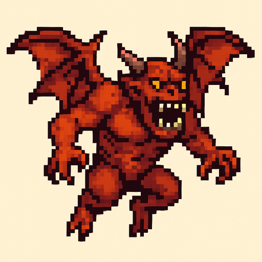 monster giant with wings, flying , pixel art, no background. In-Game asset. 2d. High contrast. No shadows.
In-Game asset.  2d.  High contrast.  No shadows