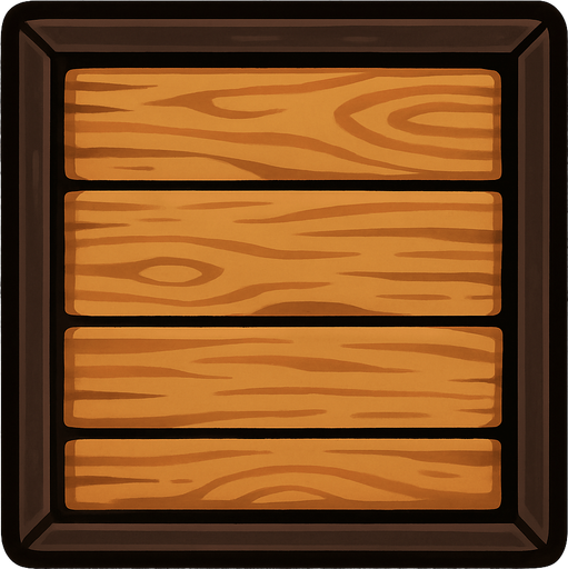 A Wooden square tile with dark borders.
In-Game asset.  2d.  High contrast.  No shadows