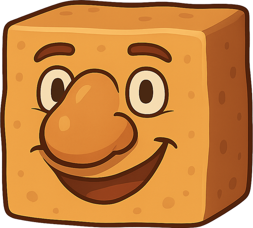 a big nose potato block which is really happy
. No background. Transparent background. Blank background. No shadows. 2d. In-Game asset. flat