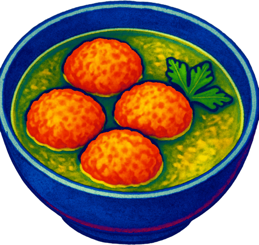 A bowl of fish meatballs in broth.
