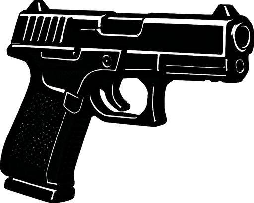 Pistola negra.
In-Game asset.  2d.  High contrast.  No shadows