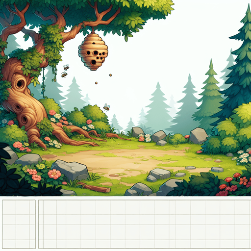 2d colorfull ghibli image style. forest  quite one beehive at a tree body of forest
Single Game Texture.  In-Game asset.  2d.  Blank background.  High contrast.  No shadows.
Single Game Texture.  In-Game asset.  2d.  Blank background.  High contrast.  No shadows