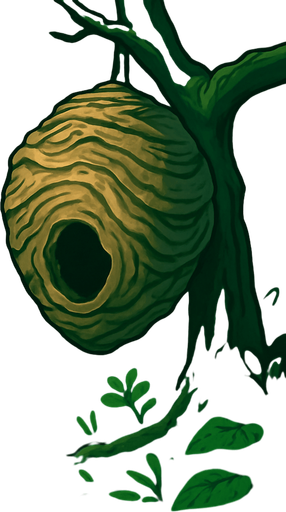 gerçekçi bir orman ambiyansı tam ortasında büyük bir böcek yuvası olan ve yeşil tonlarında.
In-Game asset.  2d.  High contrast.  No shadows