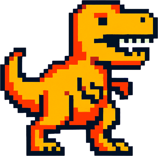 T rex 8bit.
In-Game asset.  2d.  High contrast.  No shadows