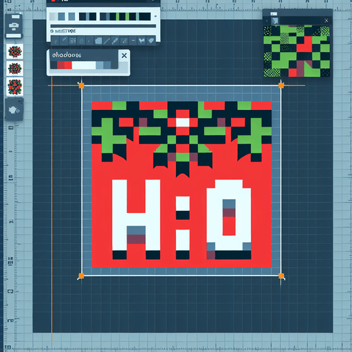 text saying "HO". mistletoe themed. Single Game Texture. In-Game asset. 2d. Blank background. High contrast. No shadows. pixelated. 8 bit