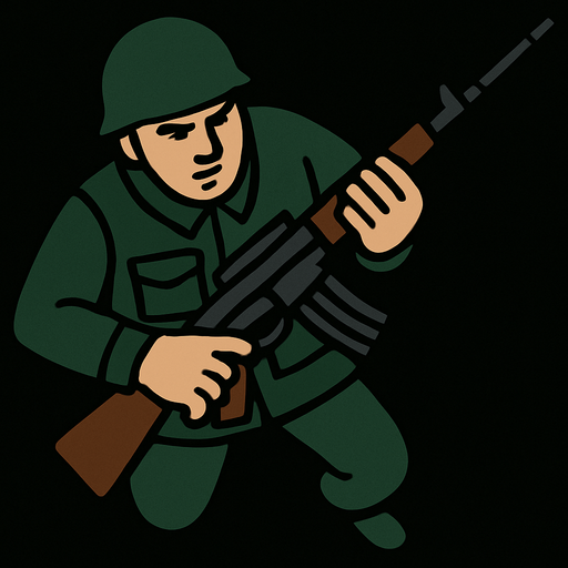 Make it view from sky and change color of rifle to black and brown