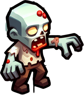 zombie from top.
Single Game Texture. In-Game asset. 2d. Blank background. High contrast. No shadows.