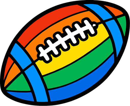 Rainbow themed american football.
In-Game asset.  2d.  High contrast.  No shadows