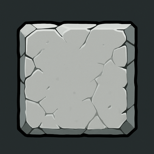 una roca regtangular en 2d de color gris claro.
In-Game asset.  2d.  High contrast.  No shadows