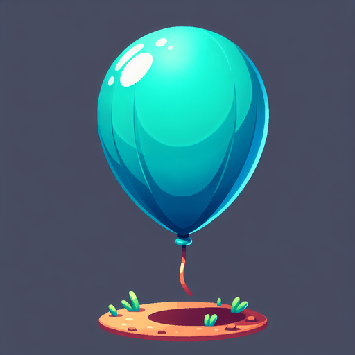 turkuaz renginde balon.
Single Game Texture.  In-Game asset.  2d.  Blank background.  High contrast.  No shadows