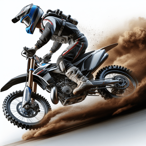 Photorealistic crossmotor racer, from back and verytop view