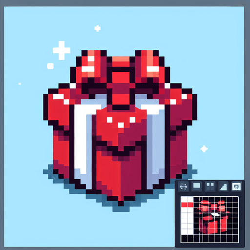 Christmas gift. Single Game Texture. In-Game asset. 2d. Blank background. High contrast. No shadows. pixelated. 8 bit