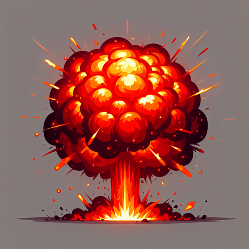 red fire explosion.
Single Game Texture.  In-Game asset.  2d.  Blank background.  High contrast.  No shadows