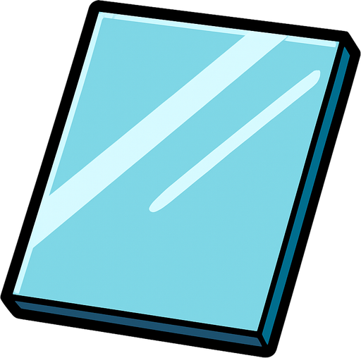 flat glass.
In-Game asset.  2d.  High contrast.  No shadows