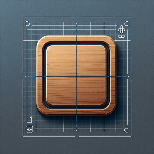 flat sqare button with blank space for the text , made of wood, with a very thin stone slightly rounded trim. --ar 3:1