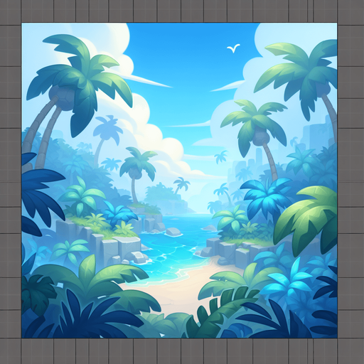 arkaplan cennete benzesin ve çoğunlukla mavi ve açık yeşil rengi olsun.
Single Game Texture. In-Game asset. 2d. Blank background. High contrast. No shadows.