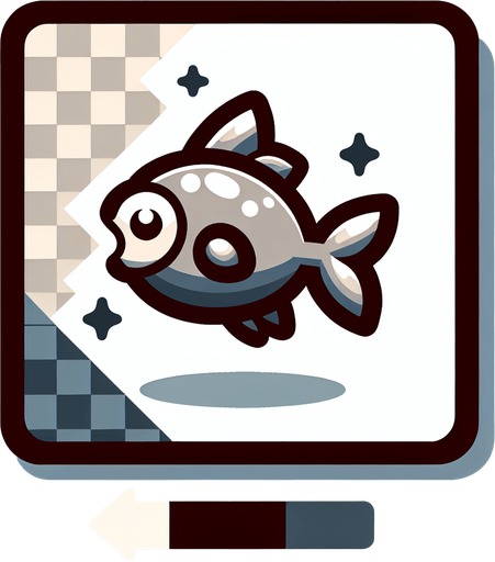 Make it a jumping fish.
Single Game Texture. In-Game asset. 2d. Blank background. High contrast. No shadows.