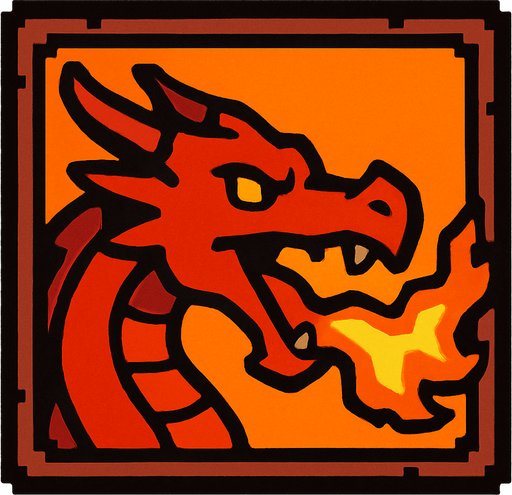 Fire dragon block.
In-Game asset.  2d.  High contrast.  No shadows