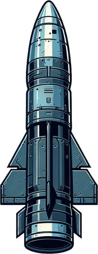 Missile 2d of a fighter plane.
Single Game Texture. In-Game asset. 2d. Blank background. High contrast. No shadows.