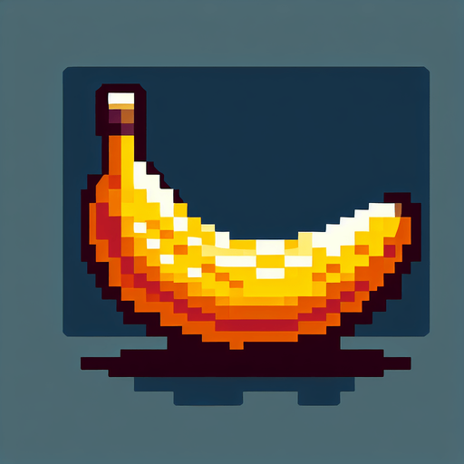 banana.
Single Game Texture.  In-Game asset.  2d.  Blank background.  High contrast.  No shadows