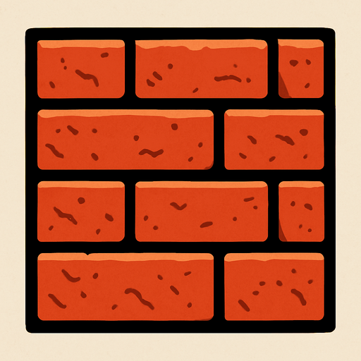 A brick tile, 2d.
In-Game asset.  2d.  High contrast.  No shadows