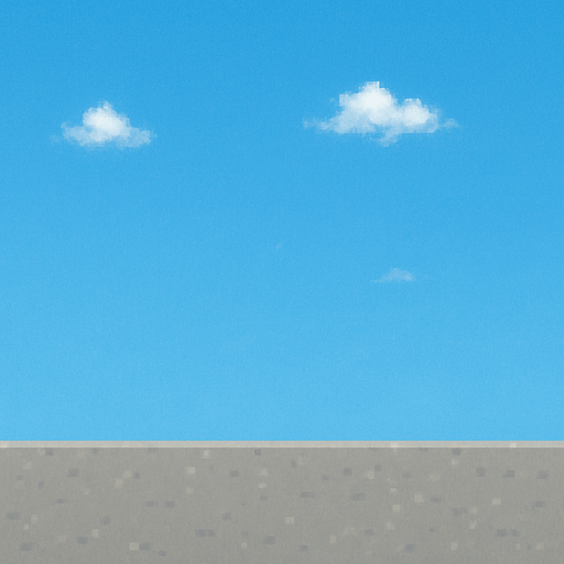 make the gray concrete shorter. make the clouds smaller, more realistic and less frequent.