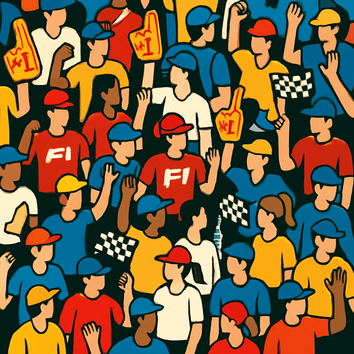 bird's-eye view of the F1 spectator crowd.
In-Game asset.  2d.  High contrast.  No shadows