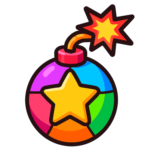 Renkli süper bomba.
In-Game asset.  2d.  High contrast.  No shadows