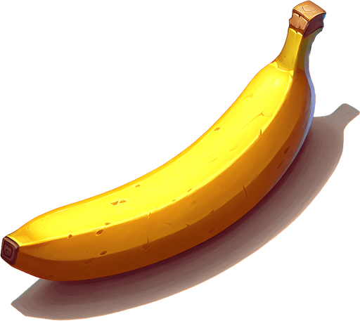 banana.
Single Game Texture. In-Game asset. 2d. Blank background. High contrast. No shadows.