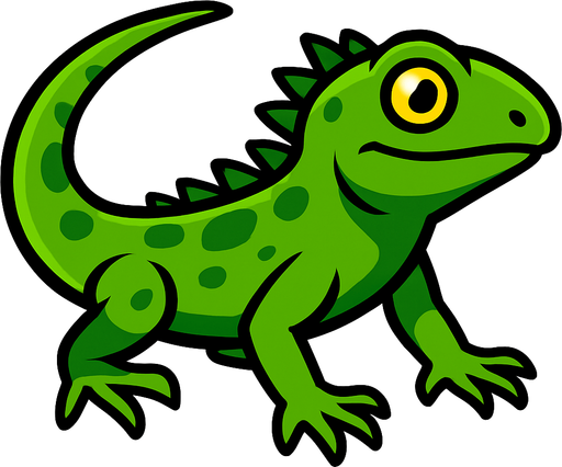 Green lizard.
In-Game asset.  2d.  High contrast.  No shadows