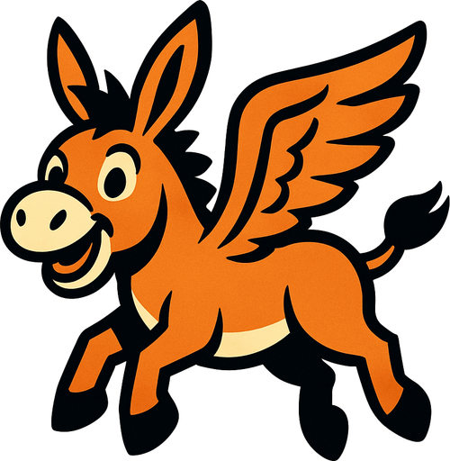 uçan eşşek.
In-Game asset.  2d.  High contrast.  No shadows