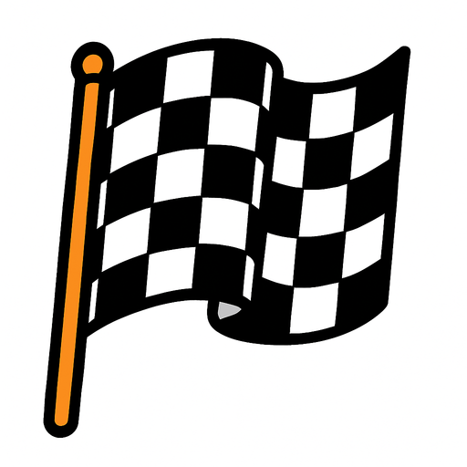 Imagen de bandera de carrera.
In-Game asset.  2d.  High contrast.  No shadows