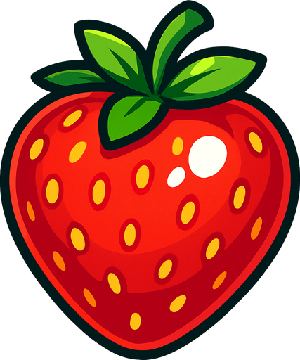 Shiney strawberry vector.
In-Game asset.  2d.  High contrast.  No shadows