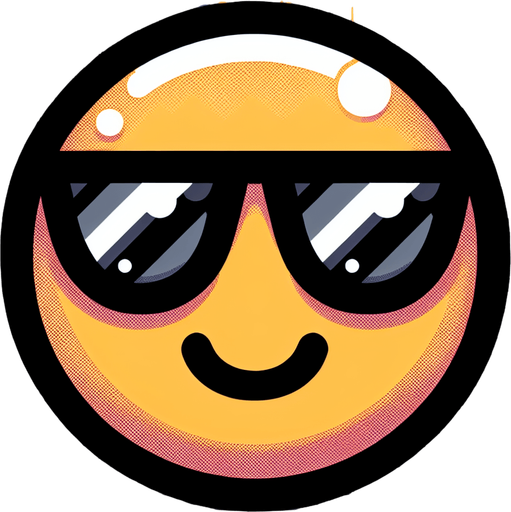 a cute cool looking emoji face.
Single Game Texture. In-Game asset. 2d. Blank background. High contrast. No shadows.
