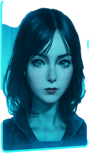 Cyberpunk city. have digital screens and digital girl have black hair talking on it. towers. from above. cars on roads. Trains roads. HD colors.