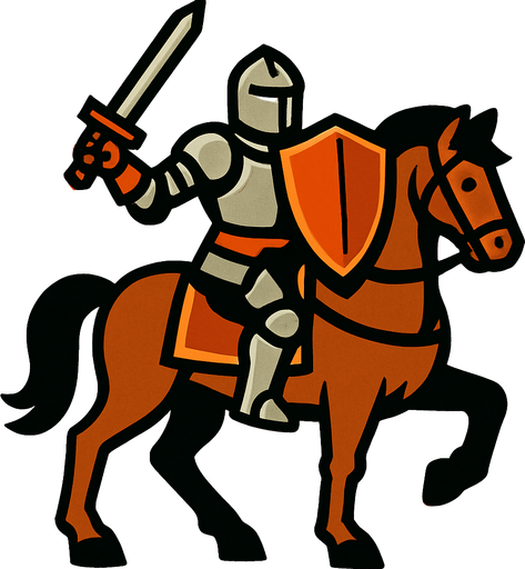knight on horse.
In-Game asset.  2d.  High contrast.  No shadows