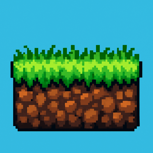Draw me a platform with grass at the bottom of the ground. 2d pixel.
In-Game asset.  2d.  High contrast.  No shadows