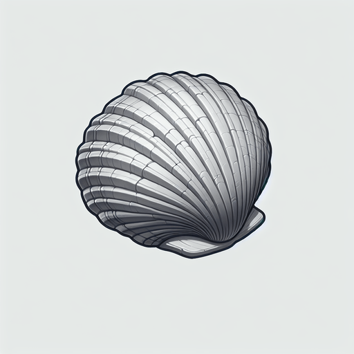 A clam.
Single Game Texture.  In-Game asset.  2d.  Blank background.  High contrast.  No shadows