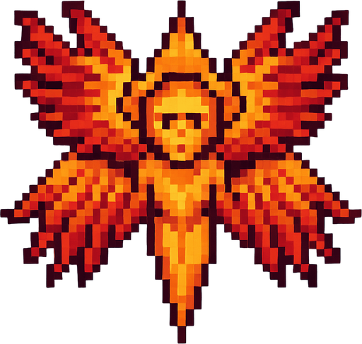 pixel art seraphim.
In-Game asset.  2d.  High contrast.  No shadows
