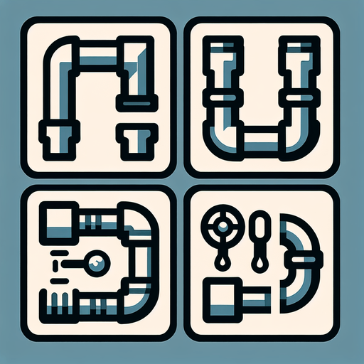 Create four perfectly square tiles, each featuring ONE VERY SIMPLE segment of water pipe for a puzzle video game:
Straight Pipe: One tile should feature a straight pipe segment with an entrance on the right side center and an exit on the left side center.
Corner Pipe: One tile should display a corner pipe segment with an entrance on the right side center and an exit at the top center.
Half Pipe with Valve: One tile should include a half pipe segment with an entrance on the right side center and a valve located at the center of the pipe.
Half Pipe with Bend:One tile should depict a half pipe segment with an entrance on the right side center, bending at the center towards the back (away from the viewer).
